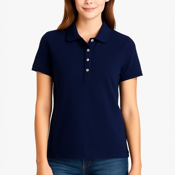 J.Crew Women’s Navy Polo Shirt S Collared Stretch Cotton Blend Top NWT - Picture 8 of 8